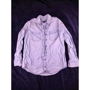 Express S Light Blue Chambray Cotton Button Collared Long Sleeve Shirt